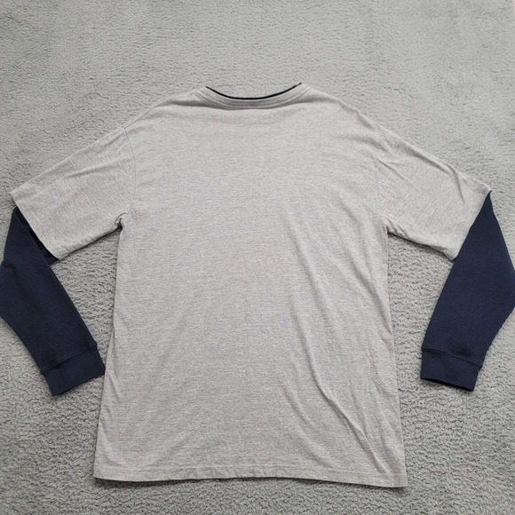Dallas Cowboys Shirt Mens Large Gray‎ Blue thermal Sleeves NFL NFC East Spellout - Picture 5 of 10